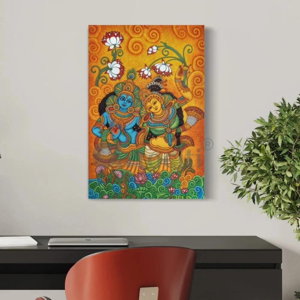 Radha Krishna Enchanting Kerala Mural Canvas Giclee Print(Radhakrishna Enchanting Kerala Mural Canvas Giclee Print) 5 Radha Krishna Enchanting Kerala Mural Canvas Giclee Print(Radhakrishna Enchanting Kerala Mural Canvas Giclee Print) - Image 3