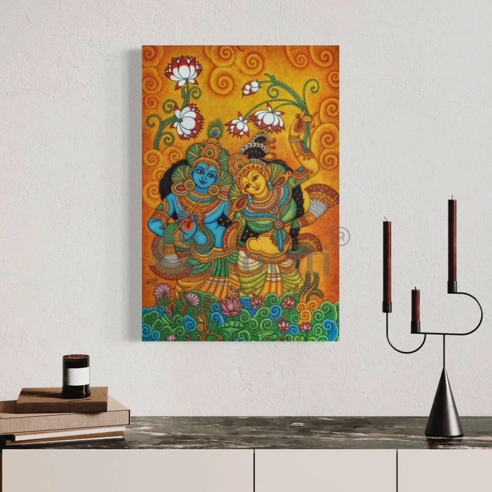 Radha Krishna Enchanting Kerala Mural Canvas Giclee Print(Radhakrishna Enchanting Kerala Mural Canvas Giclee Print) 4 Radha Krishna Enchanting Kerala Mural Canvas Giclee Print(Radhakrishna Enchanting Kerala Mural Canvas Giclee Print) - Image 2