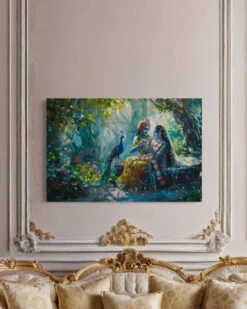 Radha Krishna Ethnic Canvas Giclee Print Indian Ethnic Painting(Radha Krishna Ethnic Canvas Giclee Print Colorful Indian Ethnic) -Artociti Sale Store radha krishna ethnic canvas giclee print indian painting 175