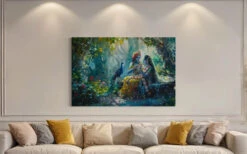 Radha Krishna Ethnic Canvas Giclee Print Indian Ethnic Painting(Radha Krishna Ethnic Canvas Giclee Print Colorful Indian Ethnic) -Artociti Sale Store radha krishna ethnic canvas giclee print indian painting 724