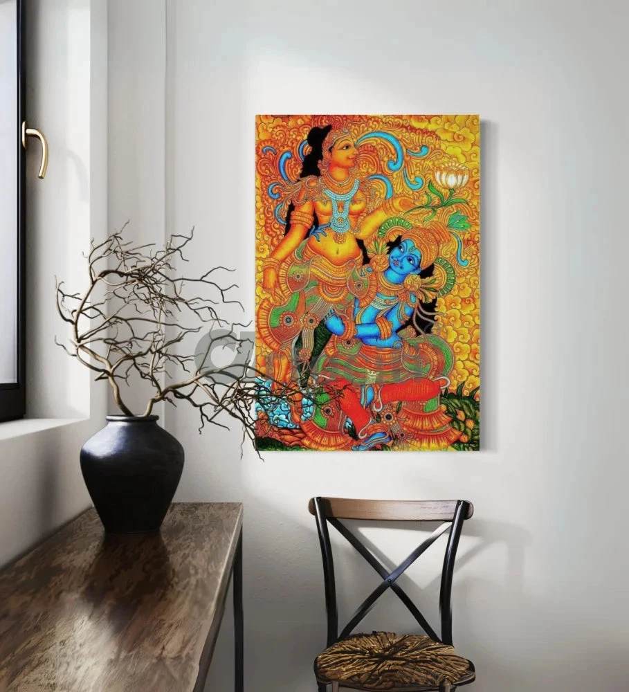 Radha Krishna Kerala Mural Canvas Print(Radha Krishna Kerala Mural Canvas Print Elevate Your Space With Spiritual Elegance) 3 Radha Krishna Kerala Mural Canvas Print(Radha Krishna Kerala Mural Canvas Print Elevate Your Space With Spiritual Elegance)