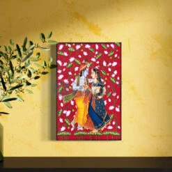 Radha Krishna Pichwai Painting Canvas Giclee Print(Radha Krishna Pichwai Painting Canvas Giclee Print Divine Harmon) -Artociti Sale Store radha krishna pichwai painting canvas giclee print red 30x20 inch 565