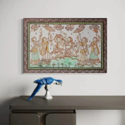 Radha Krishna Solled Pattachitra Painting Madhubani Art(Radha Krishna Solled Pattachitra Painting Madhubani Art Ready To Hang)