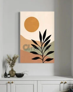 Radiant Sun & Floral Leaf Boho Chic Canvas Art(Radiant Sun Floral Leaf Boho Chic Canvas Art A Burst Of Nature S Elegance) -Artociti Sale Store radiant sun floral leaf boho chic canvas art 24x16 inch 679