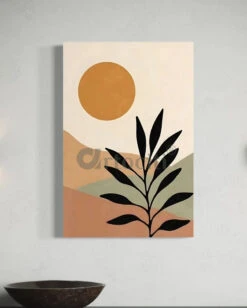 Radiant Sun & Floral Leaf Boho Chic Canvas Art(Radiant Sun Floral Leaf Boho Chic Canvas Art A Burst Of Nature S Elegance)