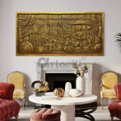 Rajyabhishek Of Chattrapati Shivaji Maharaj 3D Relief Mural Wall Art(6x3 Feet Rajyabhishek Coronation Of Chattrapati Shivaji Maharaj 3d Relief Mural Wall Art)