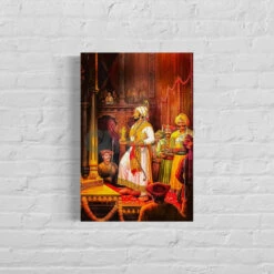 Rajyabhishek Of Chattrapati Shivaji Maharaj Canvas Giclee Print(Coronation Of Chattrapati Shivaji Maharaj Premium Canvas Giclee Print) -Artociti Sale Store rajyabhishek of chattrapati shivaji maharaj canvas giclee print 24x16 inch 917