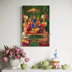 Rajyabhishek Of Lord Rama By Raja Ravi Varma Famous Canvas Painting(Rajyabhishiek Coronation Of Lord Rama As The King Of Ayodhya By Raja Ravi Varma Famous Canvas Painting) 12 Rajyabhishek Of Lord Rama By Raja Ravi Varma Famous Canvas Painting(Rajyabhishiek Coronation Of Lord Rama As The King Of Ayodhya By Raja Ravi Varma Famous Canvas Painting) -Artociti Sale Store rajyabhishek of lord rama by raja ravi varma famous canvas painting 18x12 inch 262