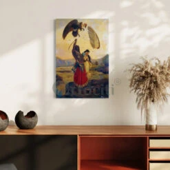 Ravana Slaughtering Jatayu By Raja Ravi Varma Famous Canvas Painting(Ravana Slaughtering Jatayu The Vulture By Raja Ravi Varma Famous Canvas Painting) -Artociti Sale Store ravana slaughtering jatayu by raja ravi varma famous canvas painting 18x12 inches yellowish verma 216