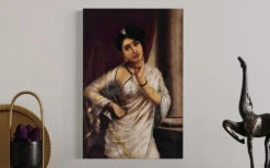 Reverie By Raja Ravi Varma Famous Canvas Painting(Reverie By Raja Ravi Varma Famous Canvas Painting)