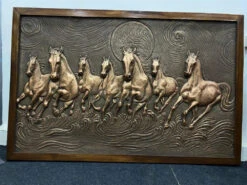 Right Moving 5X3 Feet 7 Horse 3D Relief Mural Wall Art(5x3 Feet 7 Horse 3d Relief Mural Wall Art Ready To Hang) -Artociti Sale Store right moving 5x3 feet 7 horse 3d relief mural wall art 513