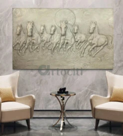 Right Moving 5X3 Feet 7 Horse 3D Relief Mural Wall Art(5x3 Feet 7 Horse 3d Relief Mural Wall Art Ready To Hang) -Artociti Sale Store right moving 5x3 feet 7 horse 3d relief mural wall art antique white 3x5 unframed ready to hang 764