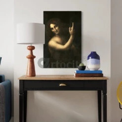 Saint John The Baptist By Leonardo Da Vinci World Famous Painting(Divine Masterpiece Saint John The Baptist Canvas Print By Leonardo Da Vinci World Famous Painting)