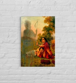 Savitri Pleading With Yama For Satyavan’s Life By Raja Ravi Varma Famous Canvas Painting(Savitri Pleading With Yama For Her Husband Satyavans Life By Raja Ravi Varma Famous Canvas Painting)