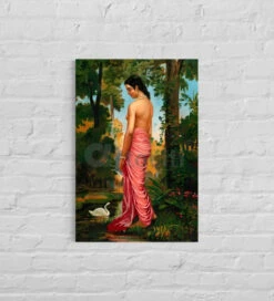 Semi-Clothed Woman By A River Bank By Raja Ravi Varma Famous Canvas Painting(Semi Clothed Woman By A River Bank Called Varini Raja Ravi Varma Famous Canvas Painting)