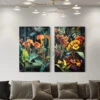 Set Of 2 Abstract Tropical Flora Canvas Paintings – Modern Wall Art Decor(Set Of 2 Abstract Tropical Flora Canvas Paintings Modern Wall Art Decor) -Artociti Sale Store set of 2 abstract tropical flora canvas paintings modern wall art decor 48x32 inch 269