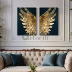 Set Of 2 Modern Abstract Golden Angel Wings Canvas Prints Modern Canvas Painting(Set Of 2 Modern Abstract Golden Angel Wings Canvas Prints Modern Canvas Painting)