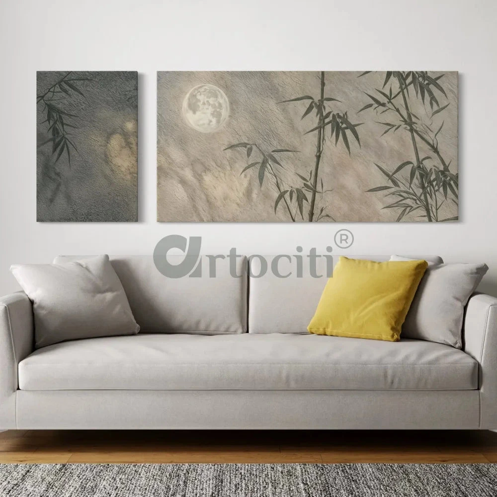 Set Of 2 Moon & Bamboo Nature Painting Modern Abstract Canvas Giclee Paintings(Set Of 2 Moon Bamboo Nature Painting Modern Abstract Canvas Giclee Paintings) 10 Set Of 2 Moon & Bamboo Nature Painting Modern Abstract Canvas Giclee Paintings(Set Of 2 Moon Bamboo Nature Painting Modern Abstract Canvas Giclee Paintings) - Image 8