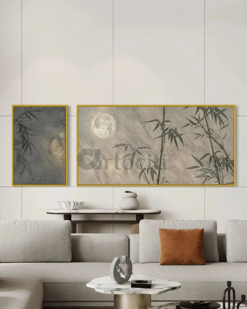 Set Of 2 Moon & Bamboo Nature Painting Modern Abstract Canvas Giclee Paintings(Set Of 2 Moon Bamboo Nature Painting Modern Abstract Canvas Giclee Paintings) 3 Set Of 2 Moon & Bamboo Nature Painting Modern Abstract Canvas Giclee Paintings(Set Of 2 Moon Bamboo Nature Painting Modern Abstract Canvas Giclee Paintings)