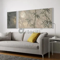 Set Of 2 Moon & Bamboo Nature Painting Modern Abstract Canvas Giclee Paintings(Set Of 2 Moon Bamboo Nature Painting Modern Abstract Canvas Giclee Paintings) 20 Set Of 2 Moon & Bamboo Nature Painting Modern Abstract Canvas Giclee Paintings(Set Of 2 Moon Bamboo Nature Painting Modern Abstract Canvas Giclee Paintings) -Artociti Sale Store set of 2 moon bamboo nature painting modern abstract canvas giclee paintings floating frame white 783