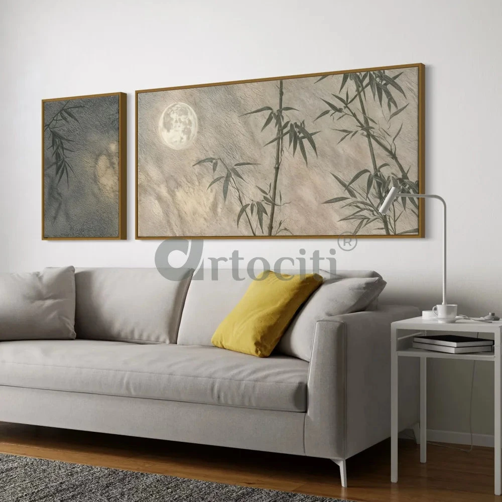 Set Of 2 Moon & Bamboo Nature Painting Modern Abstract Canvas Giclee Paintings(Set Of 2 Moon Bamboo Nature Painting Modern Abstract Canvas Giclee Paintings) 5 Set Of 2 Moon & Bamboo Nature Painting Modern Abstract Canvas Giclee Paintings(Set Of 2 Moon Bamboo Nature Painting Modern Abstract Canvas Giclee Paintings) - Image 3