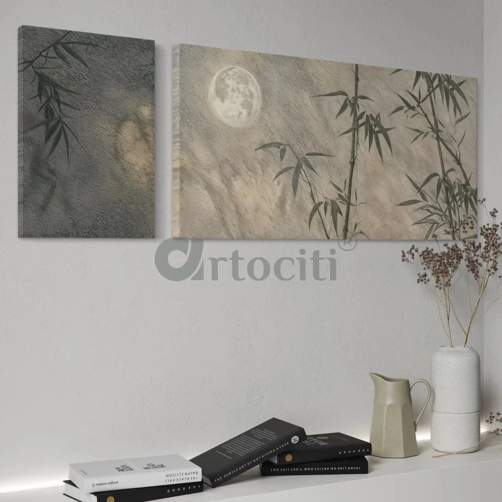 Set Of 2 Moon & Bamboo Nature Painting Modern Abstract Canvas Giclee Paintings(Set Of 2 Moon Bamboo Nature Painting Modern Abstract Canvas Giclee Paintings) 4 Set Of 2 Moon & Bamboo Nature Painting Modern Abstract Canvas Giclee Paintings(Set Of 2 Moon Bamboo Nature Painting Modern Abstract Canvas Giclee Paintings) - Image 2