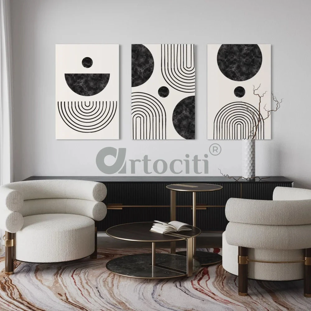 Set Of 3 Abstract Modern Art With Geometric Balance Shapes Bauhaus Art(Copy Of Elegance Defined Set Of 3 Golden Black Graphic Marble Design Abstract Canvas Prints) 8 Set Of 3 Abstract Modern Art With Geometric Balance Shapes Bauhaus Art(Copy Of Elegance Defined Set Of 3 Golden Black Graphic Marble Design Abstract Canvas Prints) - Image 6