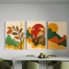Set Of 3 Boho Chic Abstract Monkey & Nature Canvas Wall Painting(Set Of 3 Boho Chic Abstract Monkey Nature Canvas Wall Painting) -Artociti Sale Store set of 3 boho chic abstract monkey nature canvas wall painting 48x32 inch 359