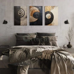 Set Of 3 Golden Black Graphic Marble Design Abstract Canvas Prints(Elegance Defined Set Of 3 Golden Black Graphic Marble Design Abstract Canvas Prints) -Artociti Sale Store set of 3 golden black graphic marble design abstract canvas prints 18x12 inches 343