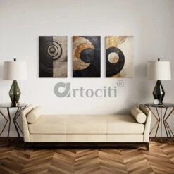 Set Of 3 Golden Black Graphic Marble Design Abstract Canvas Prints(Elegance Defined Set Of 3 Golden Black Graphic Marble Design Abstract Canvas Prints) -Artociti Sale Store set of 3 golden black graphic marble design abstract canvas prints 24x16 inches 942