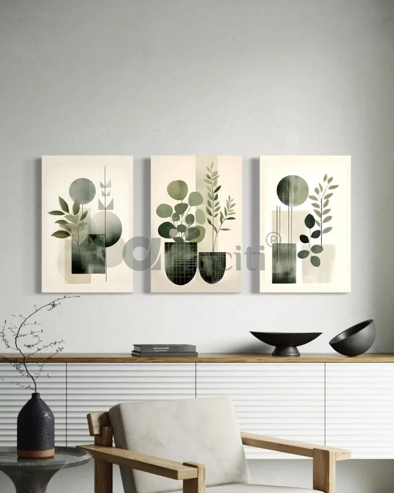 Set Of 3 Minimalist Geometric Floral Boho Chic Canvas Print(Set Of 3 Minimalist Geometric Floral Boho Chic Canvas Print) 4 Set Of 3 Minimalist Geometric Floral Boho Chic Canvas Print(Set Of 3 Minimalist Geometric Floral Boho Chic Canvas Print) - Image 2