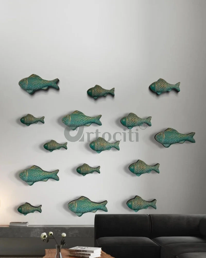 Set Of 3 Ocean Blue Patina Finish Sea Bass Fish Relief Mural Wall Art | Ready To Hang(Set Of 3 Ocean Blue Patina Finish Fish Relief Mural Wall Art Ready To Hang) 11 Set Of 3 Ocean Blue Patina Finish Sea Bass Fish Relief Mural Wall Art | Ready To Hang(Set Of 3 Ocean Blue Patina Finish Fish Relief Mural Wall Art Ready To Hang) - Image 9