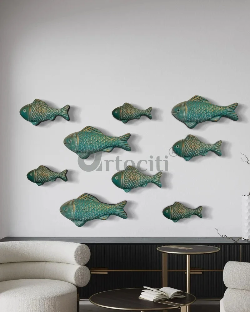 Set Of 3 Ocean Blue Patina Finish Sea Bass Fish Relief Mural Wall Art | Ready To Hang(Set Of 3 Ocean Blue Patina Finish Fish Relief Mural Wall Art Ready To Hang) 10 Set Of 3 Ocean Blue Patina Finish Sea Bass Fish Relief Mural Wall Art | Ready To Hang(Set Of 3 Ocean Blue Patina Finish Fish Relief Mural Wall Art Ready To Hang) - Image 8