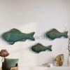 Set Of 3 Ocean Blue Patina Finish Sea Bass Fish Relief Mural Wall Art | Ready To Hang(Set Of 3 Ocean Blue Patina Finish Fish Relief Mural Wall Art Ready To Hang) -Artociti Sale Store set of 3 ocean blue patina finish sea bass fish relief mural wall art ready to hang bronze 1 456
