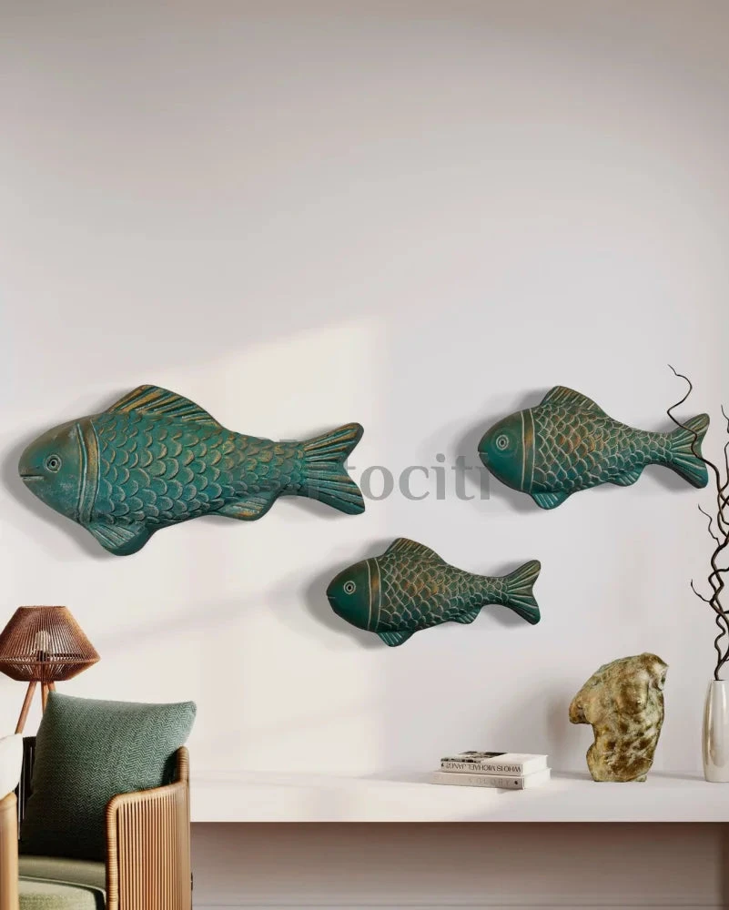 Set Of 3 Ocean Blue Patina Finish Sea Bass Fish Relief Mural Wall Art | Ready To Hang(Set Of 3 Ocean Blue Patina Finish Fish Relief Mural Wall Art Ready To Hang) 3 Set Of 3 Ocean Blue Patina Finish Sea Bass Fish Relief Mural Wall Art | Ready To Hang(Set Of 3 Ocean Blue Patina Finish Fish Relief Mural Wall Art Ready To Hang)