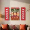 Set Of 3 Shreenath Ji With Pichwai Cow In Red Canvas Giclee Prints(Set Of 3 Shreenath Ji With Pichwai Cow In Red Canvas Giclee Prints) -Artociti Sale Store set of 3 shreenath ji with pichwai cow in red canvas giclee prints 163