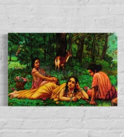 Shakuntala Patra Lekhan By Raja Ravi Varma - Famous Canvas Painting(Shakuntala Patra Lekhan By Raja Ravi Varma Famous Canvas Painting)