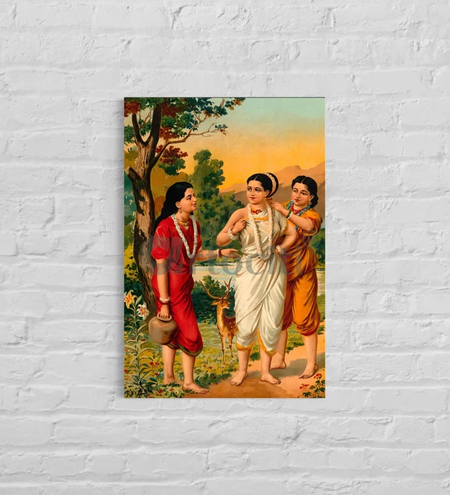 Shakuntala With Her Friend Sakhi By Raja Ravi Varma Famous Canvas Painting(Shakuntala With Her Friend Sakhi By Raja Ravi Varma Famous Canvas Painting) 3 Shakuntala With Her Friend Sakhi By Raja Ravi Varma Famous Canvas Painting(Shakuntala With Her Friend Sakhi By Raja Ravi Varma Famous Canvas Painting)