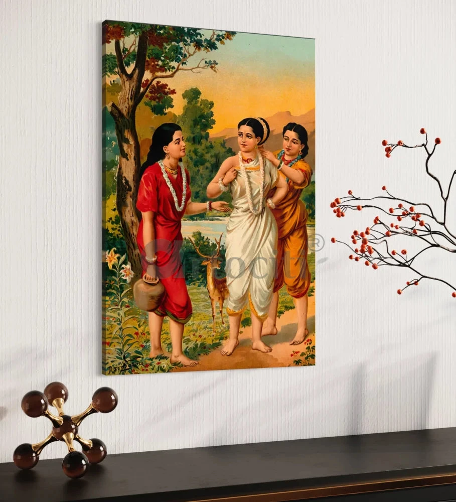 Shakuntala With Her Friend Sakhi By Raja Ravi Varma Famous Canvas Painting(Shakuntala With Her Friend Sakhi By Raja Ravi Varma Famous Canvas Painting) 5 Shakuntala With Her Friend Sakhi By Raja Ravi Varma Famous Canvas Painting(Shakuntala With Her Friend Sakhi By Raja Ravi Varma Famous Canvas Painting) - Image 3