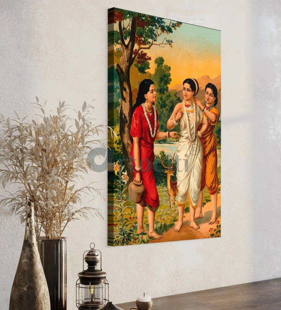 Shakuntala With Her Friend Sakhi By Raja Ravi Varma Famous Canvas Painting(Shakuntala With Her Friend Sakhi By Raja Ravi Varma Famous Canvas Painting) 4 Shakuntala With Her Friend Sakhi By Raja Ravi Varma Famous Canvas Painting(Shakuntala With Her Friend Sakhi By Raja Ravi Varma Famous Canvas Painting) - Image 2