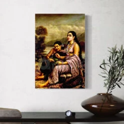 Shakuntala Writing A Love Letter By Raja Ravi Varma Famous Canvas Painting(Shakuntala Writing A Love Letter Patra Lekhan On A Lotus Leaf By Raja Ravi Varma Famous Canvas Painting) -Artociti Sale Store shakuntala writing a love letter by raja ravi varma famous canvas painting 24x16 inch 796