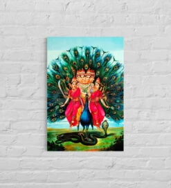 Shanmukha Subramanyaswami Murugan By Raja Ravi Varma Famous Canvas Painting(Shanmukha Subramanyaswami Murugan By Raja Ravi Varma Famous Canvas Painting)