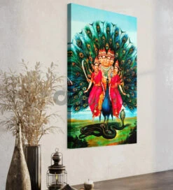 Shanmukha Subramanyaswami Murugan By Raja Ravi Varma Famous Canvas Painting(Shanmukha Subramanyaswami Murugan By Raja Ravi Varma Famous Canvas Painting) -Artociti Sale Store shanmukha subramanyaswami murugan by raja ravi varma famous canvas painting verma 101