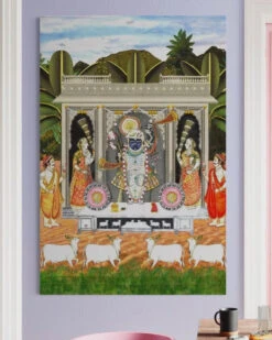 Sharad Purnima Lord Shreenath Ji Pichwai Traditional Art Canvas Giclee Print(Sharad Purnima Lord Shreenath Ji Pichwai Traditional Art Canvas Giclee Print) -Artociti Sale Store sharad purnima lord shreenath ji pichwai traditional art canvas giclee print 125
