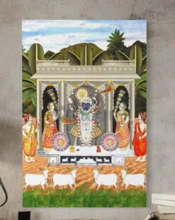 Sharad Purnima Lord Shreenath Ji Pichwai Traditional Art Canvas Giclee Print(Sharad Purnima Lord Shreenath Ji Pichwai Traditional Art Canvas Giclee Print)