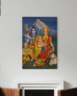 Shiv Parivar Canvas Painting | Lord Shiva, Parvati, Ganesha, Kartikeya & Nandi | Indian Ethnic Canvas Painting(Shiv Parivar Canvas Painting Lord Shiva Parvati Ganesha Kartikeya Nandi Indian Ethnic Canvas Painting) 15 Shiv Parivar Canvas Painting | Lord Shiva, Parvati, Ganesha, Kartikeya & Nandi | Indian Ethnic Canvas Painting(Shiv Parivar Canvas Painting Lord Shiva Parvati Ganesha Kartikeya Nandi Indian Ethnic Canvas Painting) -Artociti Sale Store shiv parivar canvas painting lord shiva parvati ganesha kartikeya nandi indian ethnic 18x12 inch 325