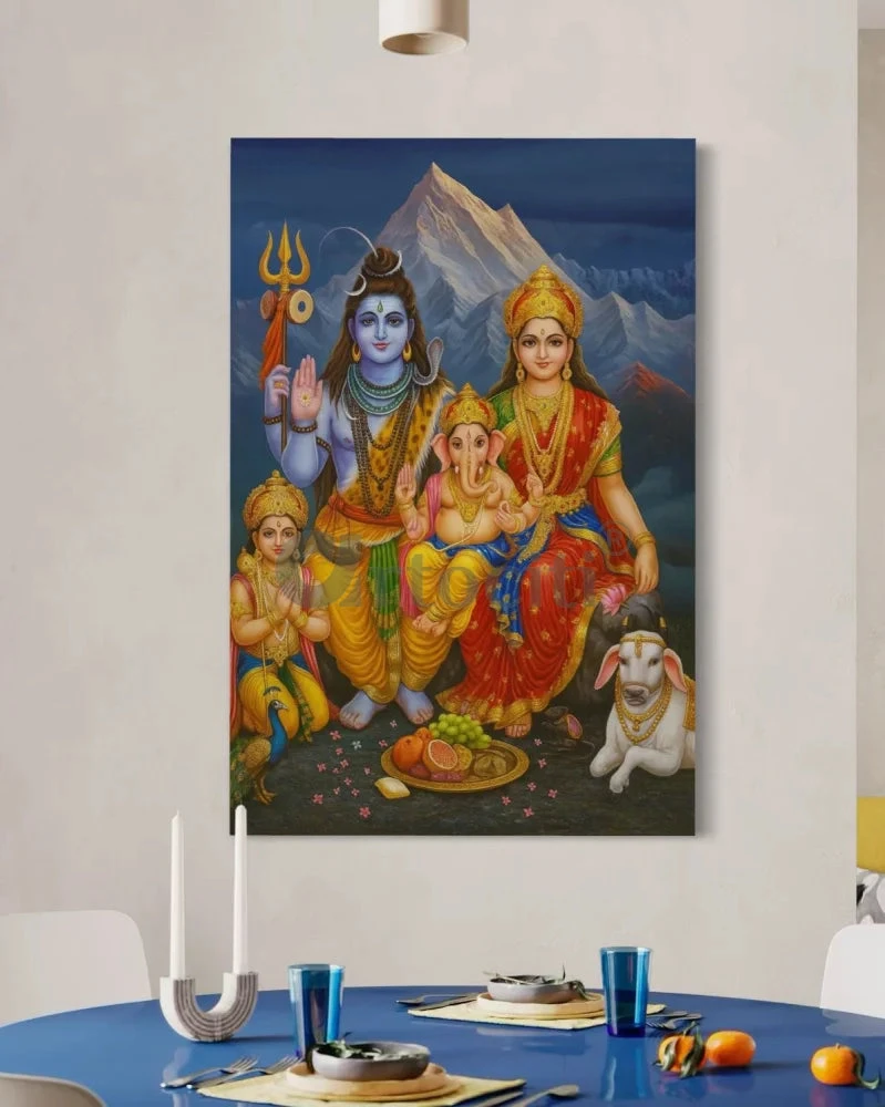 Shiv Parivar Canvas Painting | Lord Shiva, Parvati, Ganesha, Kartikeya & Nandi | Indian Ethnic Canvas Painting(Shiv Parivar Canvas Painting Lord Shiva Parvati Ganesha Kartikeya Nandi Indian Ethnic Canvas Painting) 8 Shiv Parivar Canvas Painting | Lord Shiva, Parvati, Ganesha, Kartikeya & Nandi | Indian Ethnic Canvas Painting(Shiv Parivar Canvas Painting Lord Shiva Parvati Ganesha Kartikeya Nandi Indian Ethnic Canvas Painting) - Image 6