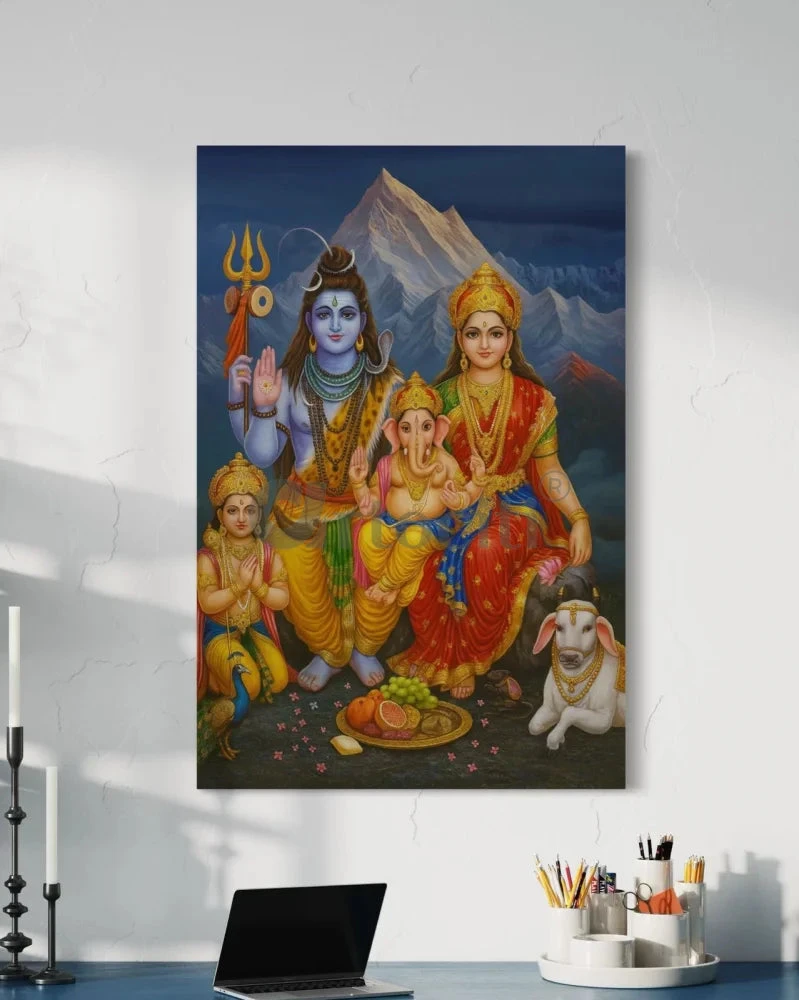Shiv Parivar Canvas Painting | Lord Shiva, Parvati, Ganesha, Kartikeya & Nandi | Indian Ethnic Canvas Painting(Shiv Parivar Canvas Painting Lord Shiva Parvati Ganesha Kartikeya Nandi Indian Ethnic Canvas Painting) 7 Shiv Parivar Canvas Painting | Lord Shiva, Parvati, Ganesha, Kartikeya & Nandi | Indian Ethnic Canvas Painting(Shiv Parivar Canvas Painting Lord Shiva Parvati Ganesha Kartikeya Nandi Indian Ethnic Canvas Painting) - Image 5
