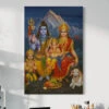 Shiv Parivar Canvas Painting | Lord Shiva, Parvati, Ganesha, Kartikeya & Nandi | Indian Ethnic Canvas Painting(Shiv Parivar Canvas Painting Lord Shiva Parvati Ganesha Kartikeya Nandi Indian Ethnic Canvas Painting) -Artociti Sale Store shiv parivar canvas painting lord shiva parvati ganesha kartikeya nandi indian ethnic 451