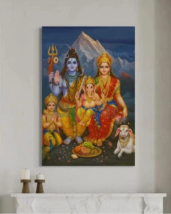 Shiv Parivar Canvas Painting | Lord Shiva, Parvati, Ganesha, Kartikeya & Nandi | Indian Ethnic Canvas Painting(Shiv Parivar Canvas Painting Lord Shiva Parvati Ganesha Kartikeya Nandi Indian Ethnic Canvas Painting) 18 Shiv Parivar Canvas Painting | Lord Shiva, Parvati, Ganesha, Kartikeya & Nandi | Indian Ethnic Canvas Painting(Shiv Parivar Canvas Painting Lord Shiva Parvati Ganesha Kartikeya Nandi Indian Ethnic Canvas Painting) -Artociti Sale Store shiv parivar canvas painting lord shiva parvati ganesha kartikeya nandi indian ethnic 48x32 inch 366